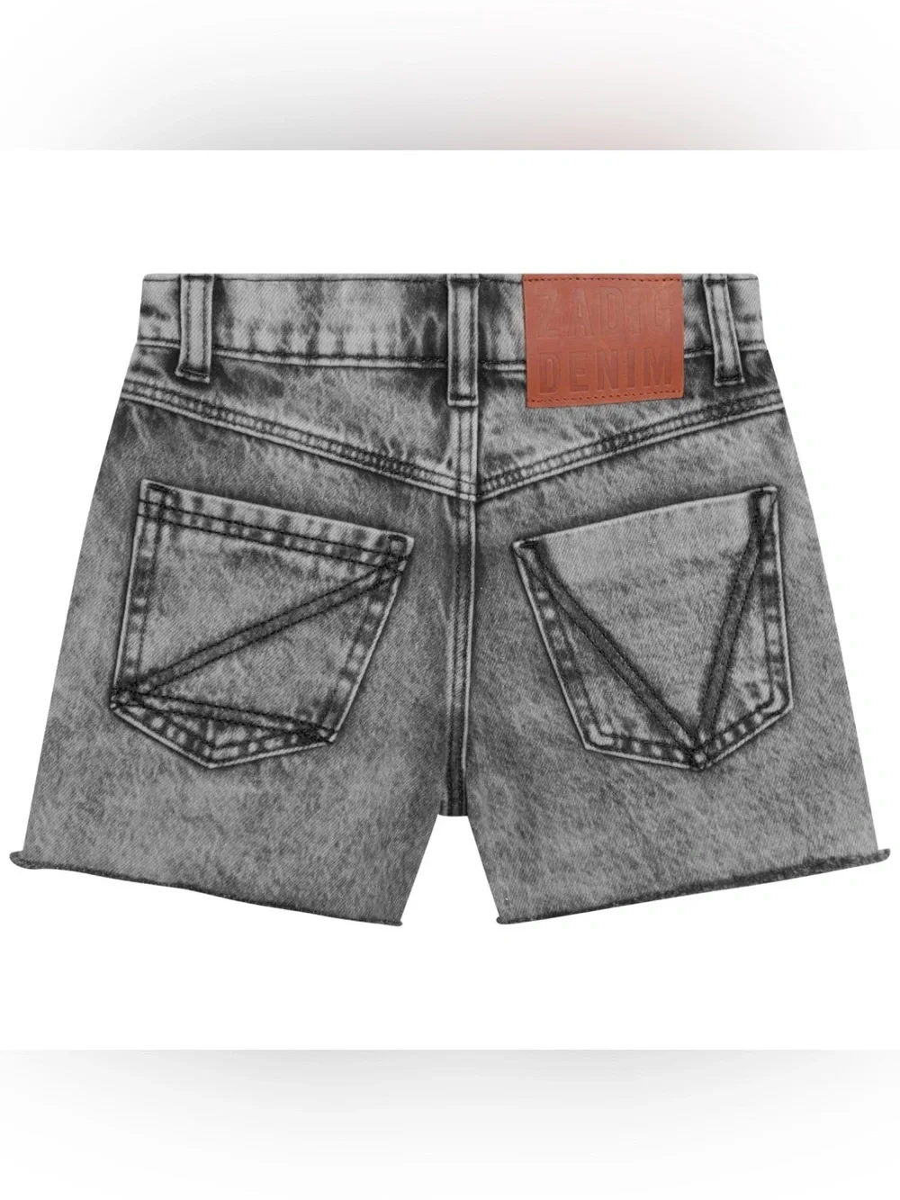 Zadig & Voltaire Acid Wash Gray Denim Cutoff Jean Shorts Raw Cut Hem size XS 12
